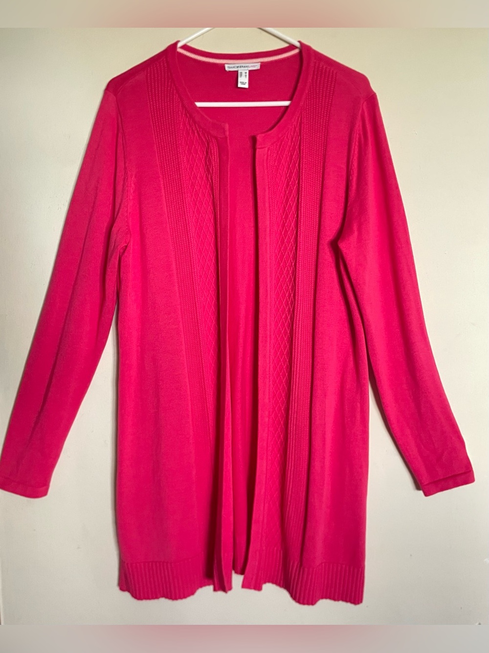 Isaac Mizrahi Live Pink Long Sleeve Open Cardigan